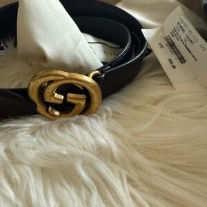 Gucci Black Belt with Gold GG Buckle